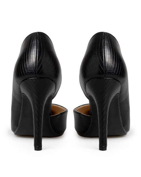 Zapatilla Picuda Negra Grabada 25420